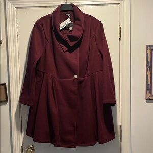 BloomChic Burgundy Asymmetric Lapel A-Line Cape Coat